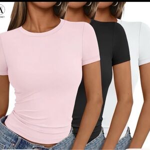 Women's Classic Crew Neck T-Shirt - Pink, Black, White